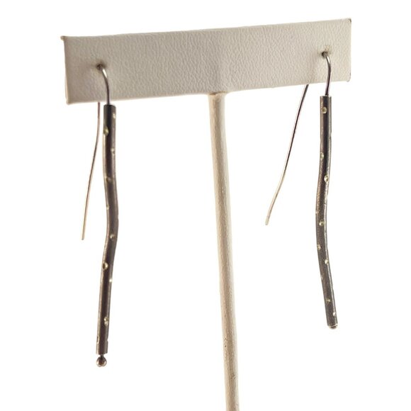 Sterling Silver 925 Oxidized Long Dangle Earrings Branch Like Earrings - Picture 6 of 8